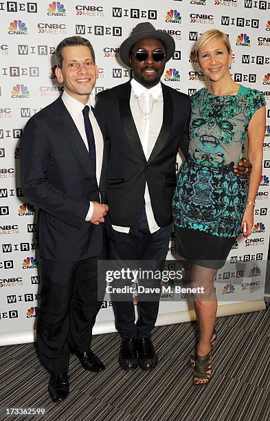 Editor of WIRED David Rowan, will.i.am and Tania Bryer attend a party hosted by will.i.am and David Rowan to celebrate their co-curation of the...