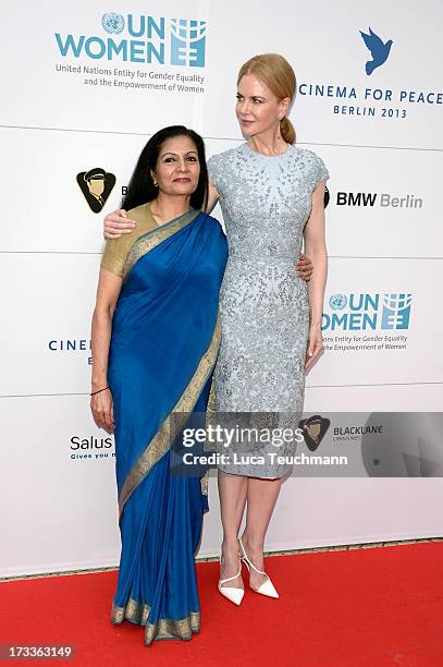 Lakshmi Puri and Nicole Kidman arrives for the Cinema for Peace UN women honorary dinner at Soho House on July 12, 2013 in Berlin, Germany.