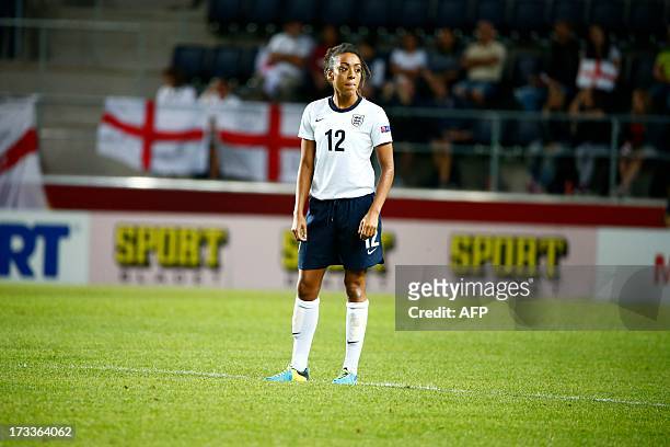 England's Jessica Clarke reacts after the UEFA Women's EURO 2013 group C soccer match between England and Spain at Idrottsparken in Norrkoping,...