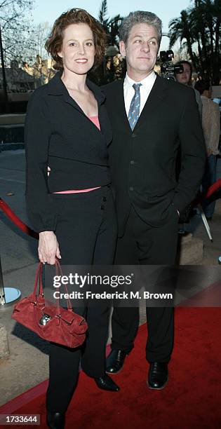 Actress Sigourney Weaver and Tim Simpson attend the 9th Annual BAFTA/LA Tea Party on January 18, 2003 in Century City, California.