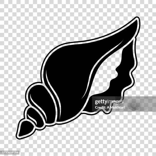 whelk icon, sea shell. - conch shell stock illustrations