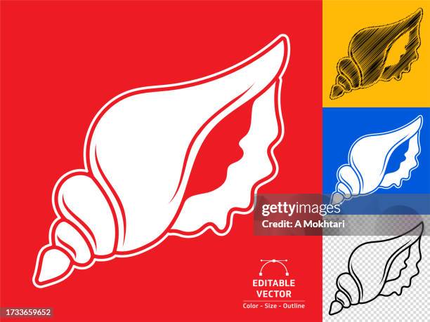 stockillustraties, clipart, cartoons en iconen met whelk icon, sea shell. - conch shell vector