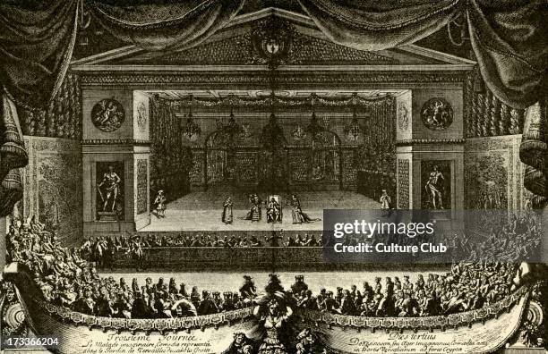 The Imaginary Invalid by Molière. Premiere performed for Louis XIV of France and his court, 1664. From engraving by Le Pautre, dated 1667. M:...