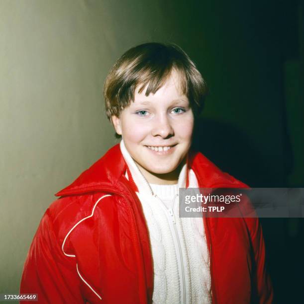 Portrait of Finnish figure skater Elise Ahonen, Helsinki, Finland, September 26, 1983. The photo was taken during a practice session prior to the...