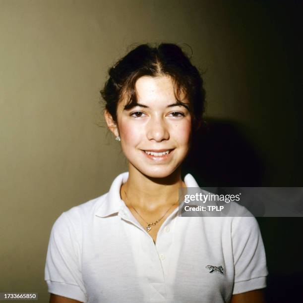 Portrait of Canadian figure skater Charlene Wong, Helsinki, Finland, September 27, 1983. The photo was taken during a practice session prior to the...