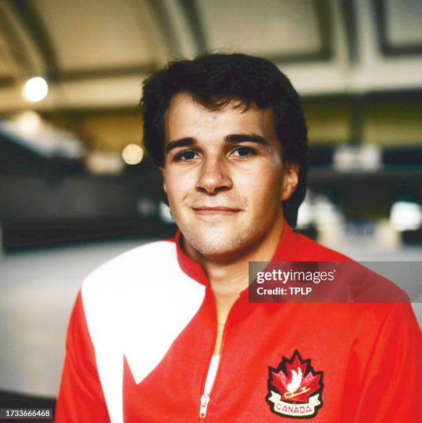 Portrait of Canadian figure skater Lyndon Johnston as he poses on an ice rink, Helsinki, Finland, September 26, 1983. The photo was taken during a...