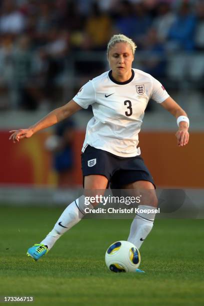 Stephanie Houghton of England runs with the ball during the UEFA Women's EURO 2013 Group C match between England and Spain at Linkoping Arena on July...