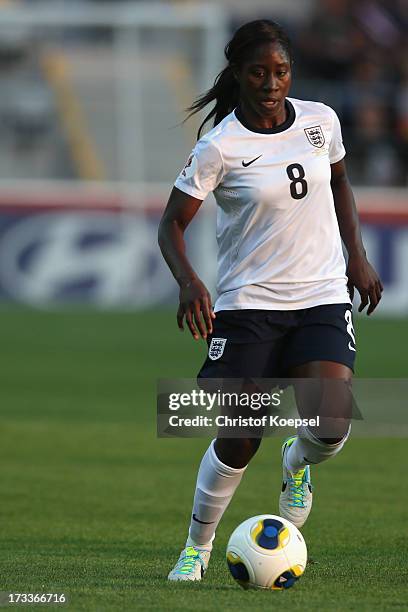 Anita Asante of England runs with the ball during the UEFA Women's EURO 2013 Group C match between England and Spain at Linkoping Arena on July 12,...