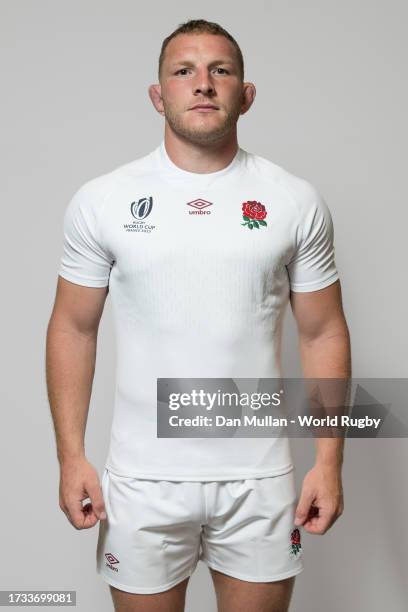 Sam Underhill of England poses for a portrait during the England Rugby World Cup 2023 Squad photocall on October 13, 2023 in Aix-en-Provence, France.