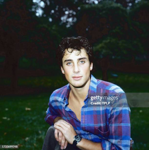 Portrait of American actor and dancer Matt Lattanzi as he poses outdoors, Portland, Oregon, September 28, 1983.