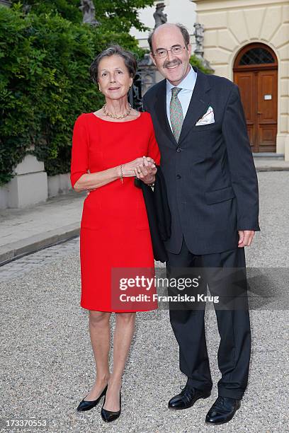 Fritz von Thurn und Taxis and his wife Beatrix von Thurn und Taxis attend the opera 'La Traviata' at the Thurn & Taxis Castle Festival Opening on...