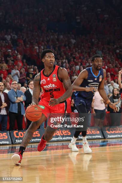 Kristian Doolittle of the Wildcats drives to the key during the round three NBL match between Perth Wildcats and Melbourne United at RAC Arena, on...