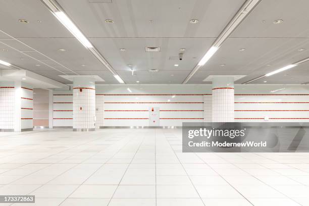 large modern space in yokohama 13 - white tiles stock-fotos und bilder