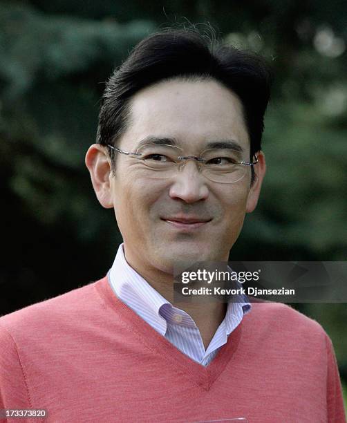 Jay Lee, vice chairman of Samsung Electronics and only son of Samsung Chairman Lee Kun-Hee, arrives to the Allen & Co. Annual conference July 12,...