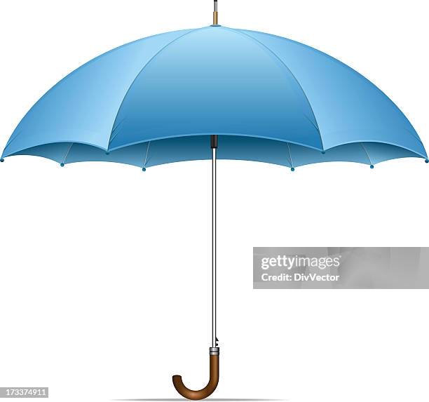 an open blue umbrella on a white background - umbrella stock illustrations