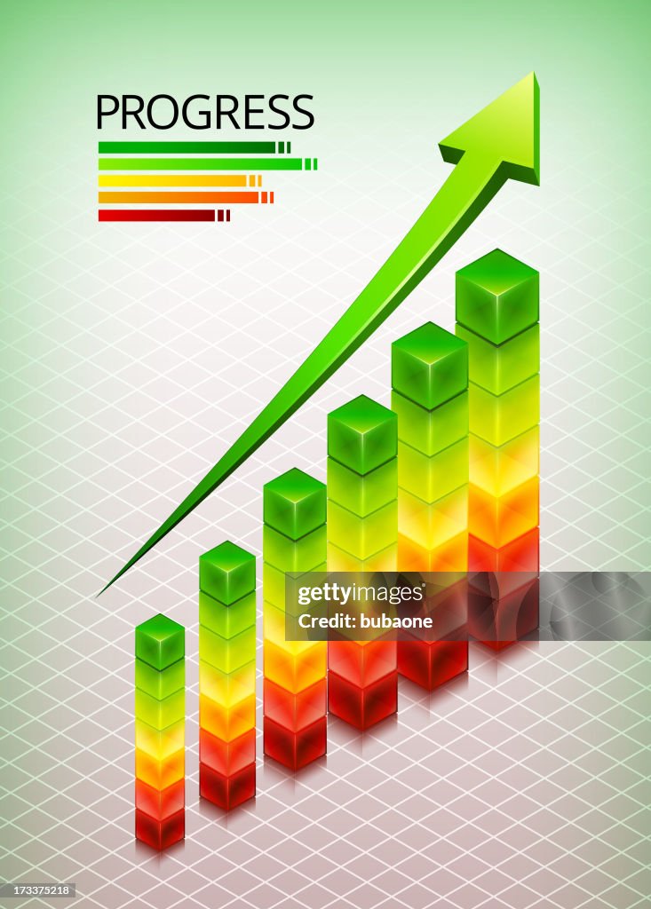 Progress Cube Graph Progress Cubes On Custom Business Background High-Res Vector Graphic ...