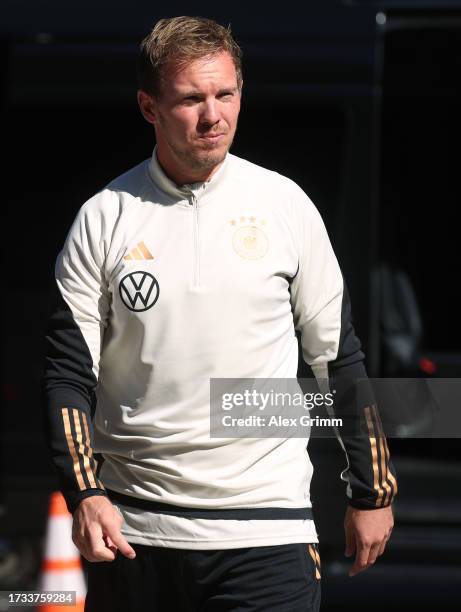 Head coach Julian Nagelsmann arrives for a training session of the German national football team at New England Revolution training center on October...
