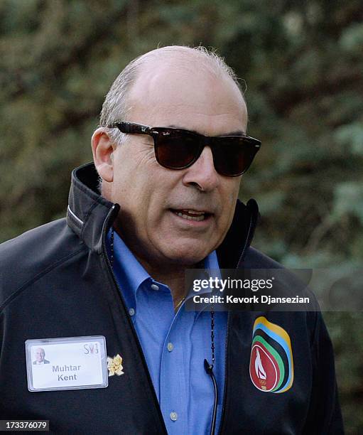 Muhtar Kent, Chairman and Chief Executive Officer of The Coca-Cola Company, arrives to Allen & Co. Annual conference July 12, 2013 in Sun Valley,...