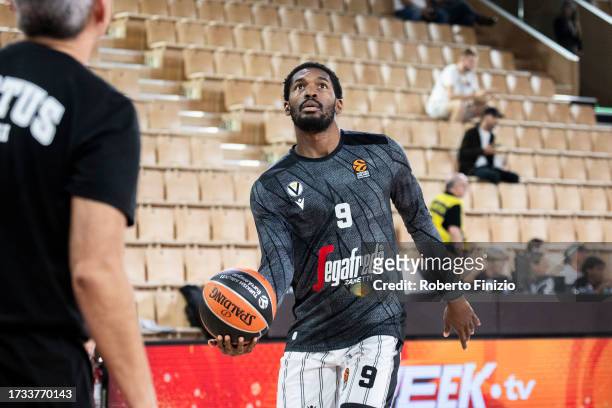 Jaleen Smith of Virtus Segafredo Bologna in action during the warm up prior of the Turkish Airlines EuroLeague match between AS Monaco and Virtus...