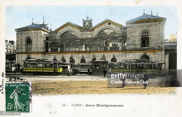 Gare Montparnasse, Paris, c. 1900. Train station.