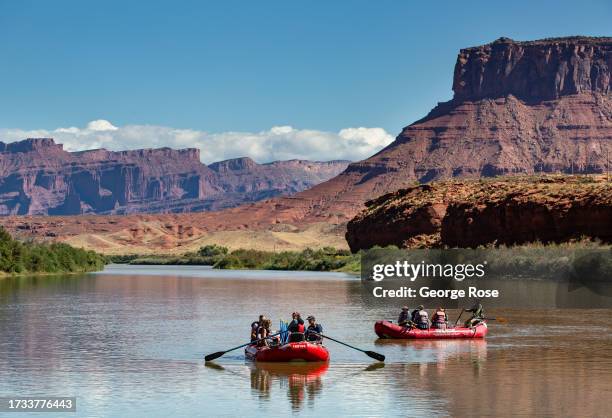 Rafting on the Colorado River is just one of the many outdoor activities available at the Red Cliffs Lodge on October 5, 2023 near Moab, Utah. The...