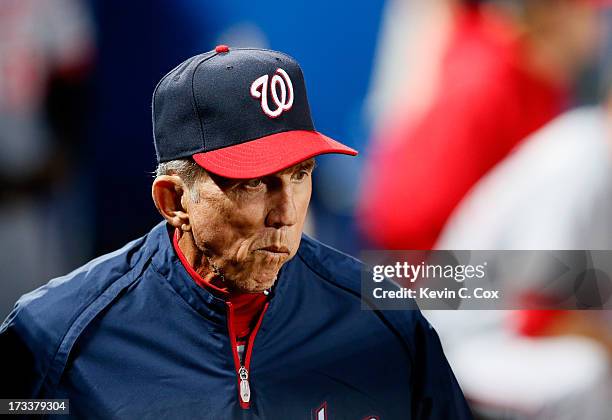 Davey Johnson of the Washington Nationals against the Atlanta Braves at Turner Field on May 1, 2013 in Atlanta, Georgia.