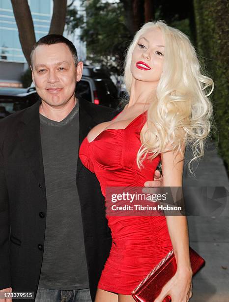 Doug Hutchison and Courtney Stodden attend the 'Dave Stewart: Jumpin' Jack Flash & The Suicide Blonde' photo exhibition at Morrison Hotel Gallery on...