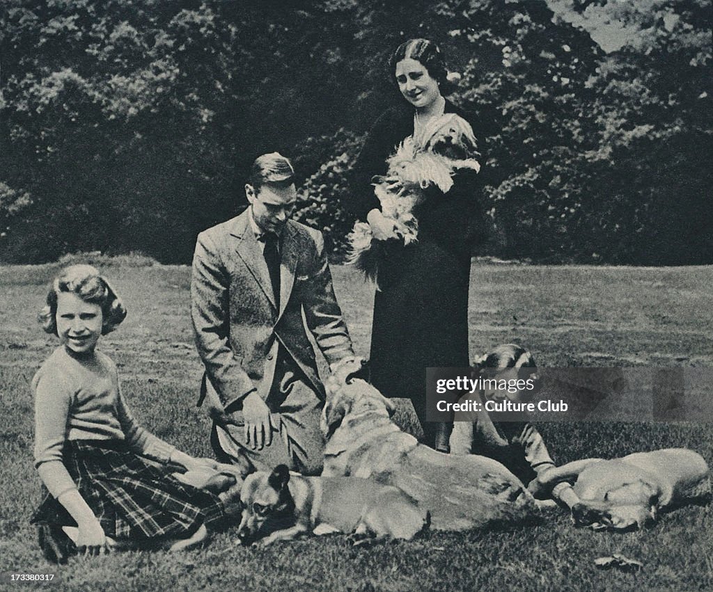 George VI with Queen Consort Elizabeth and Princesses
