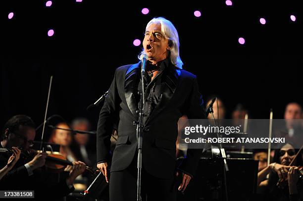 Russian baritone Dmitri Hvorostovsky performs in the Ohrid Antic theatre during the opening of the Ohrid Summer Festival in Ohrid late on July 12,...