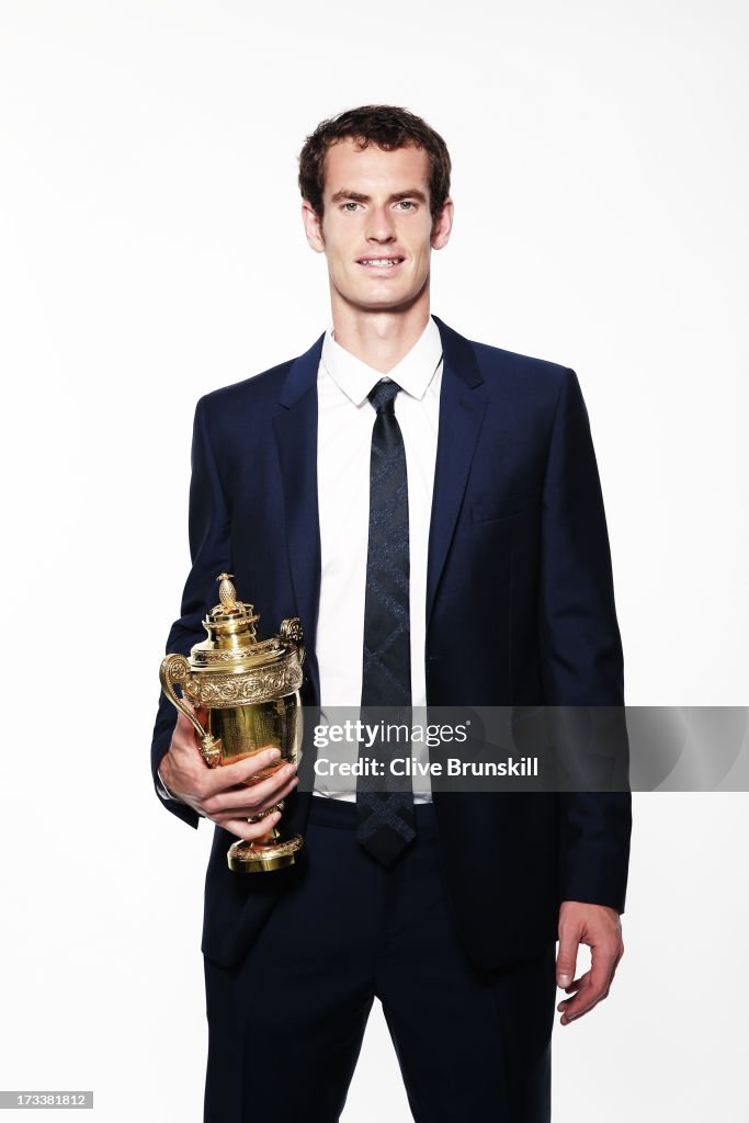 Wimbledon Champion Andy Murray Poses with the Trophy