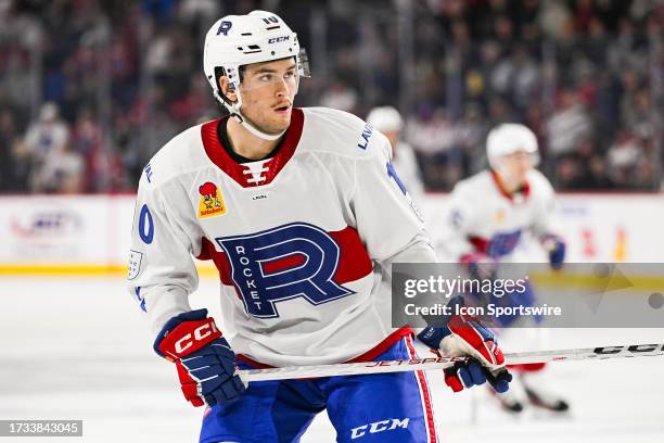 Look on Laval Rocket left wing Joshua Roy during the game between the Rochester Americans versus the Laval Rocket on October 18, 2023 at Place Bell...