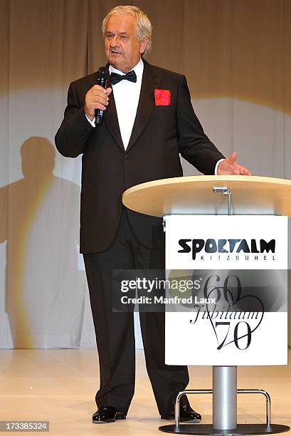 Wilhelm Ehrlich speaks during Sportalm's 60th anniversary celebration at Bichelalm on July 12, 2013 in Kitzbuehel, Austria.