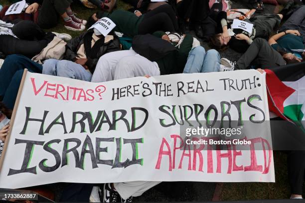 Boston, MA A pro-Palestinian protest of Harvard students and their supporters, ends on the lawn behind Klarman Hall, at Harvard Business School,...
