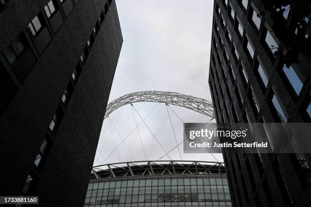General view outside the stadium of the Wembley arch prior to the international friendly match between England and Australia at Wembley Stadium on...