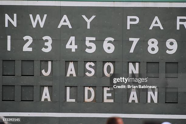 Jason Aldean performs during the Night Train Tour 2013 at Fenway Park on July 20, 2013 in Boston, Massachusetts.