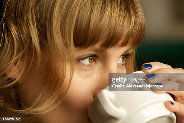 young woman drinking coffee - coffee close up stock pictures, royalty-free photos & images