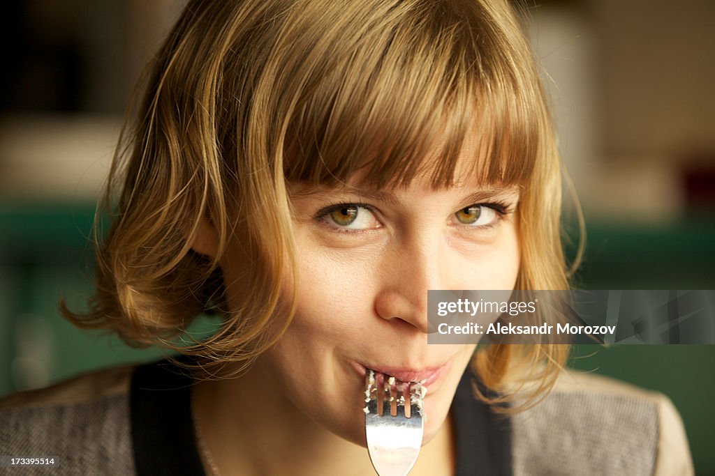 Young woman enjoying food