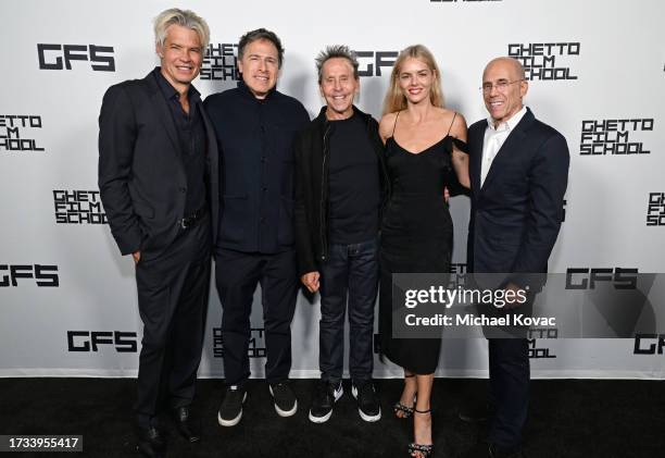 Timothy Olyphant, David O. Russell, Brian Grazer, Samara Weaving, and Jeffrey Katzenberg attend the 2023 GFS Fall Benefit on October 12, 2023 in...