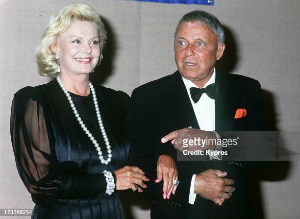 Singer and actor Frank Sinatra with his wife Barbara, circa 1993.