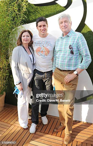 Vernon Kay and parents Gladys and Norman attend the Barclaycard UNWIND VIP lounge at British Summer Time Hyde Park presented by Barclaycard on July...