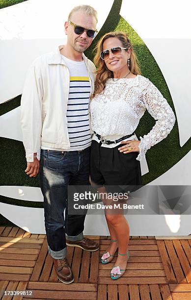 Jade Jagger and Adrian Fillary attend the Barclaycard UNWIND VIP lounge at British Summer Time Hyde Park presented by Barclaycard on July 13, 2013 in...