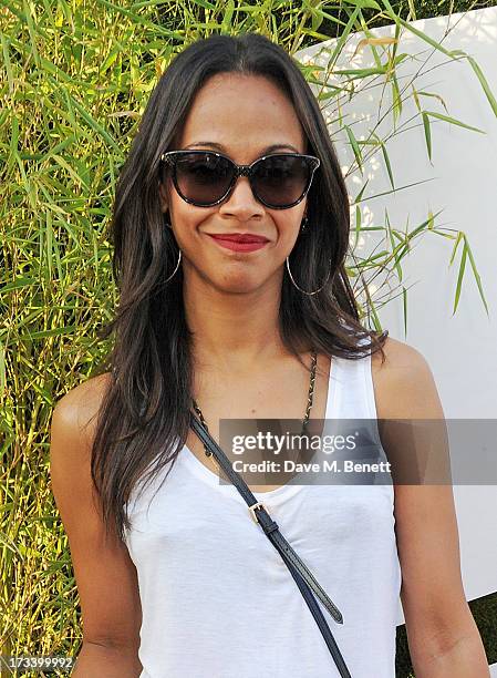 Zoe Saldana attends the Barclaycard UNWIND VIP lounge at British Summer Time Hyde Park presented by Barclaycard on July 13, 2013 in London, England.