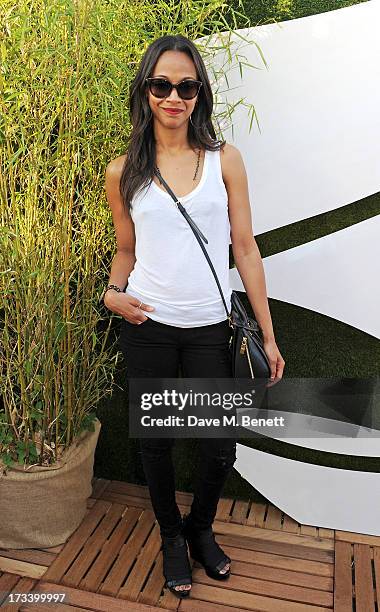 Zoe Saldana attends the Barclaycard UNWIND VIP lounge at British Summer Time Hyde Park presented by Barclaycard on July 13, 2013 in London, England.