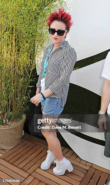 Jaime Winstone attends the Barclaycard UNWIND VIP lounge at British Summer Time Hyde Park presented by Barclaycard on July 13, 2013 in London,...