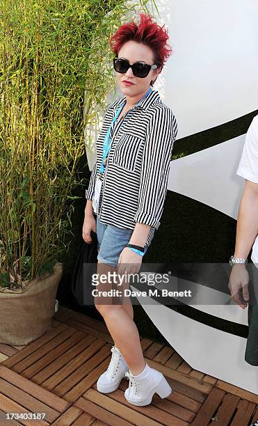 Jaime Winstone attends the Barclaycard UNWIND VIP lounge at British Summer Time Hyde Park presented by Barclaycard on July 13, 2013 in London,...
