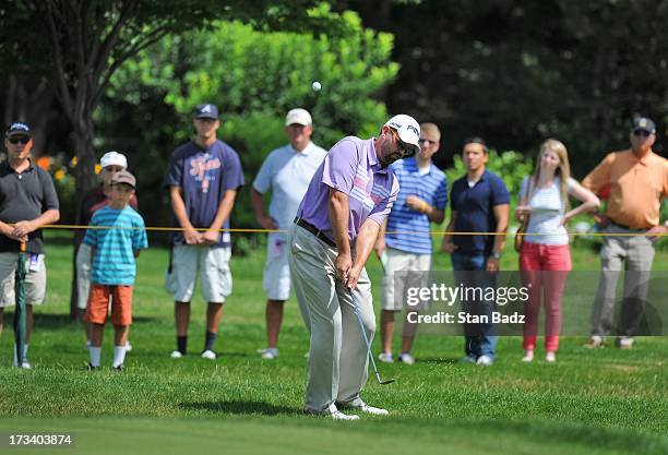 Edward Loar hits a chip shot on the third hole during the third round of the Utah Championship Presented by Utah Sports Commission at Willow Creek...