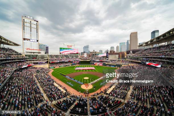 General view during game one of the Wild Card Series between the Minnesota Twins and Toronto Blue Jays on October 3, 2023 at Target Field in...