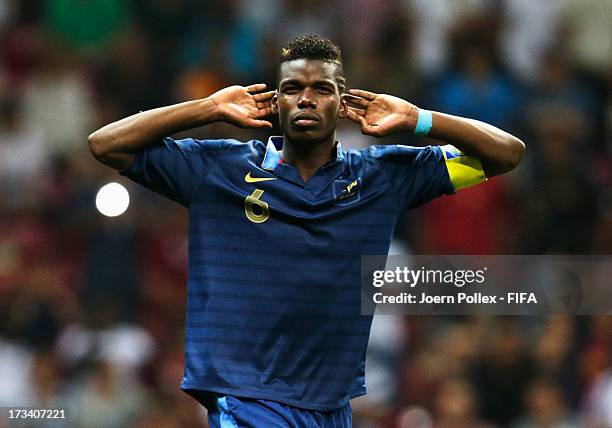 Paul Pogba of France celebrates after scoring during a shootout during the FIFA U-20 World Cup Final match between France and Uruguay at Ali Sami Yen...