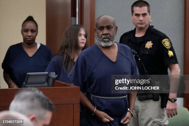 Duane "Keefe D" Davis appears in a Las Vegas court on October 19, 2023 for his arraignment on murder charges in the death of rapper Tupac Shakur....
