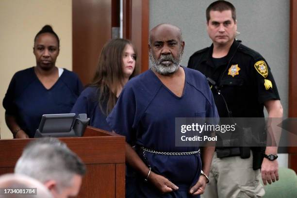 Duane "Keffe D" Davis arrives for a court appearance on October 19, 2023 in Las Vegas, Nevada. Davis was indicted on murder charges for his...